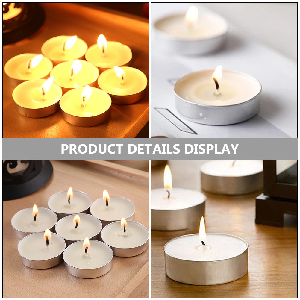 50-Pack Scented Tealight Candles – White Round Romantic Metal Cup Candles