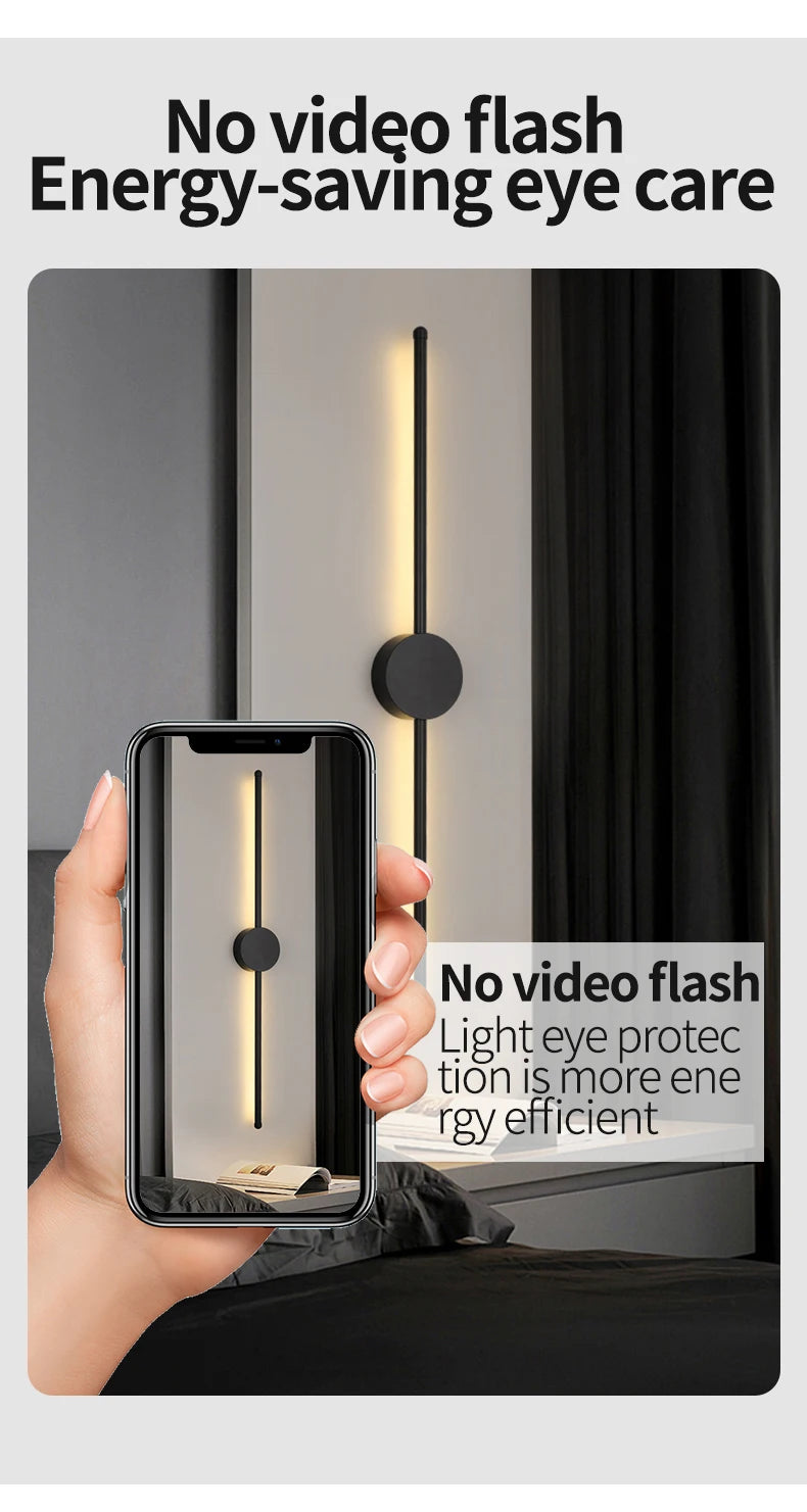 Modern Black I-Shaped LED Wall Light