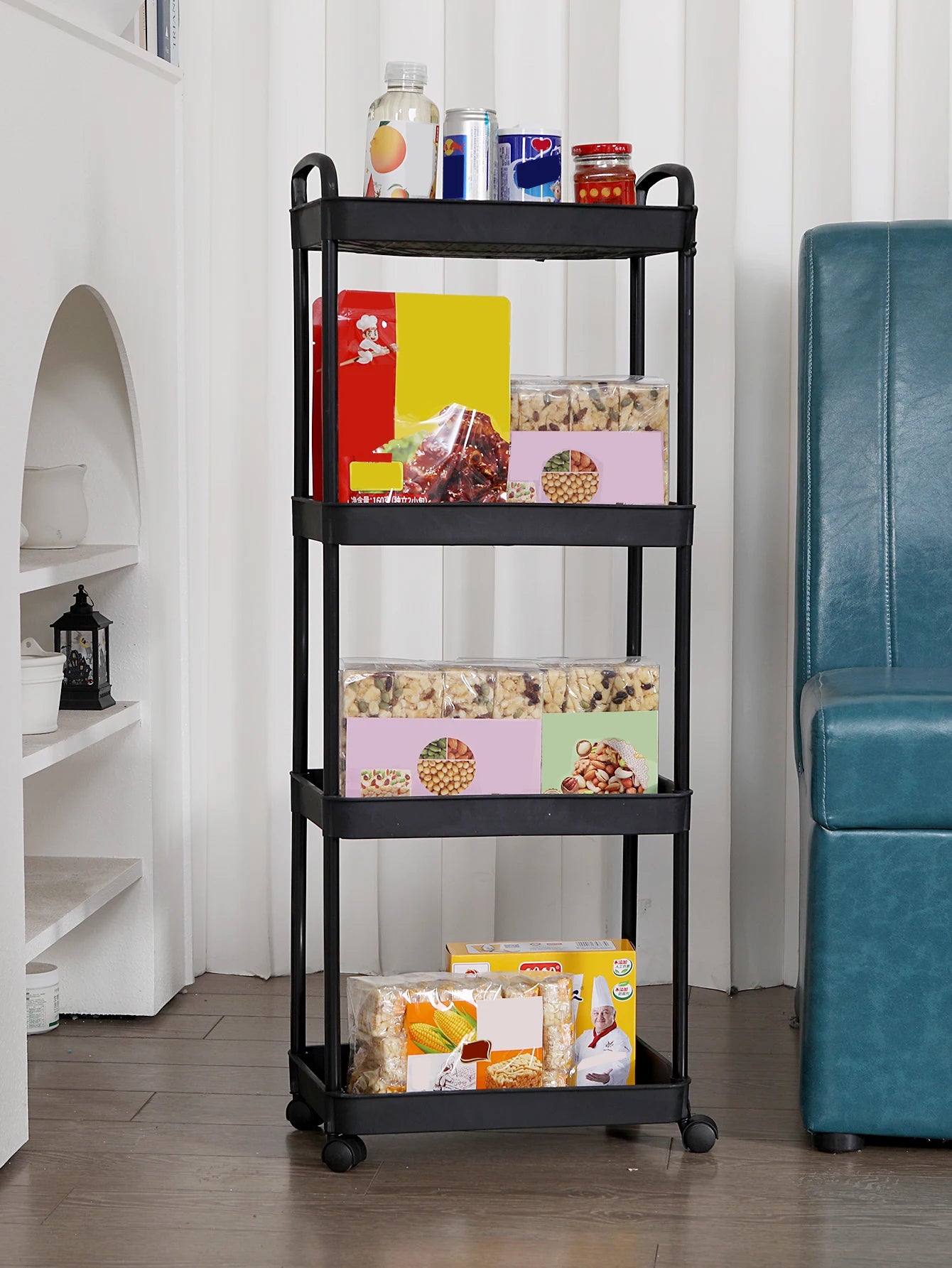 Plastic Rolling Utility Cart with Handle