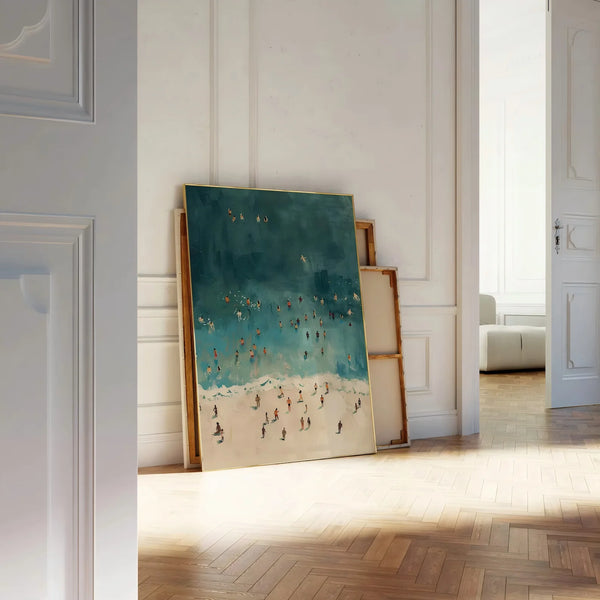 Tiny Swimmers Ocean Print – Minimalist Wall Art