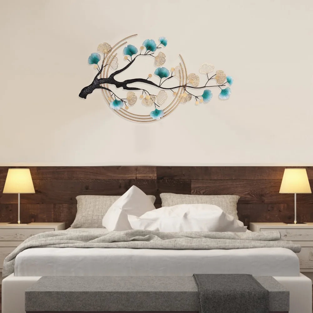 3D Gold Ginkgo Leaf Metal Wall Art