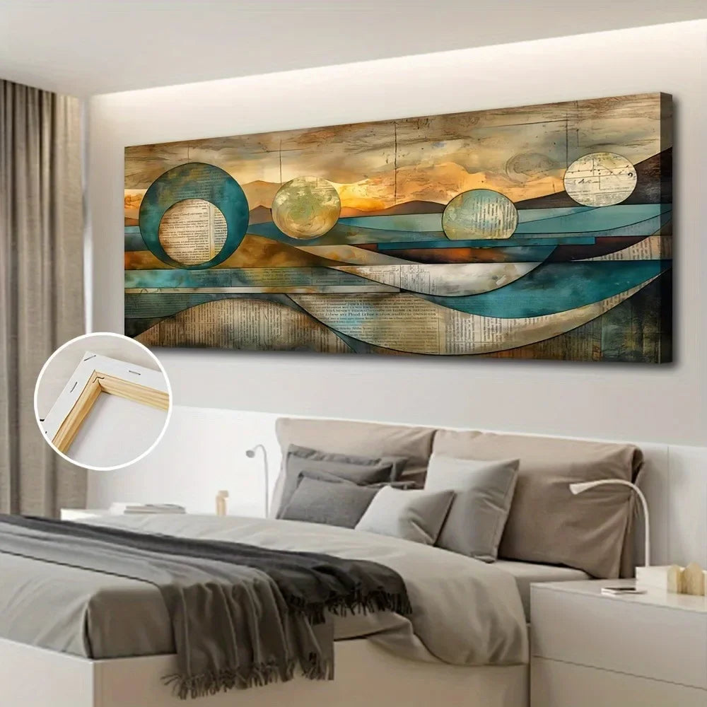 Art Deco Modern Canvas Wall Art with Pine Frame