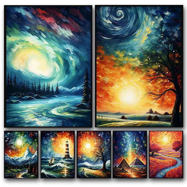 Abstract Colorful Landscape Canvas Wall Art