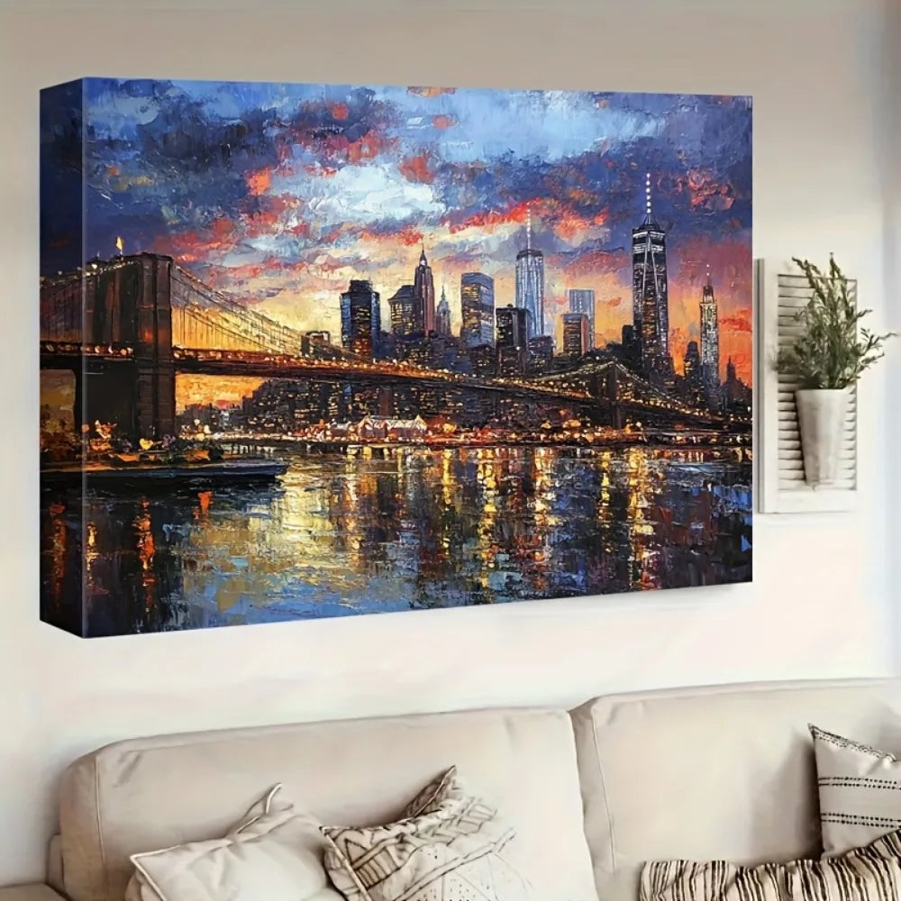 Framed NYC Skyline Canvas Wall Art