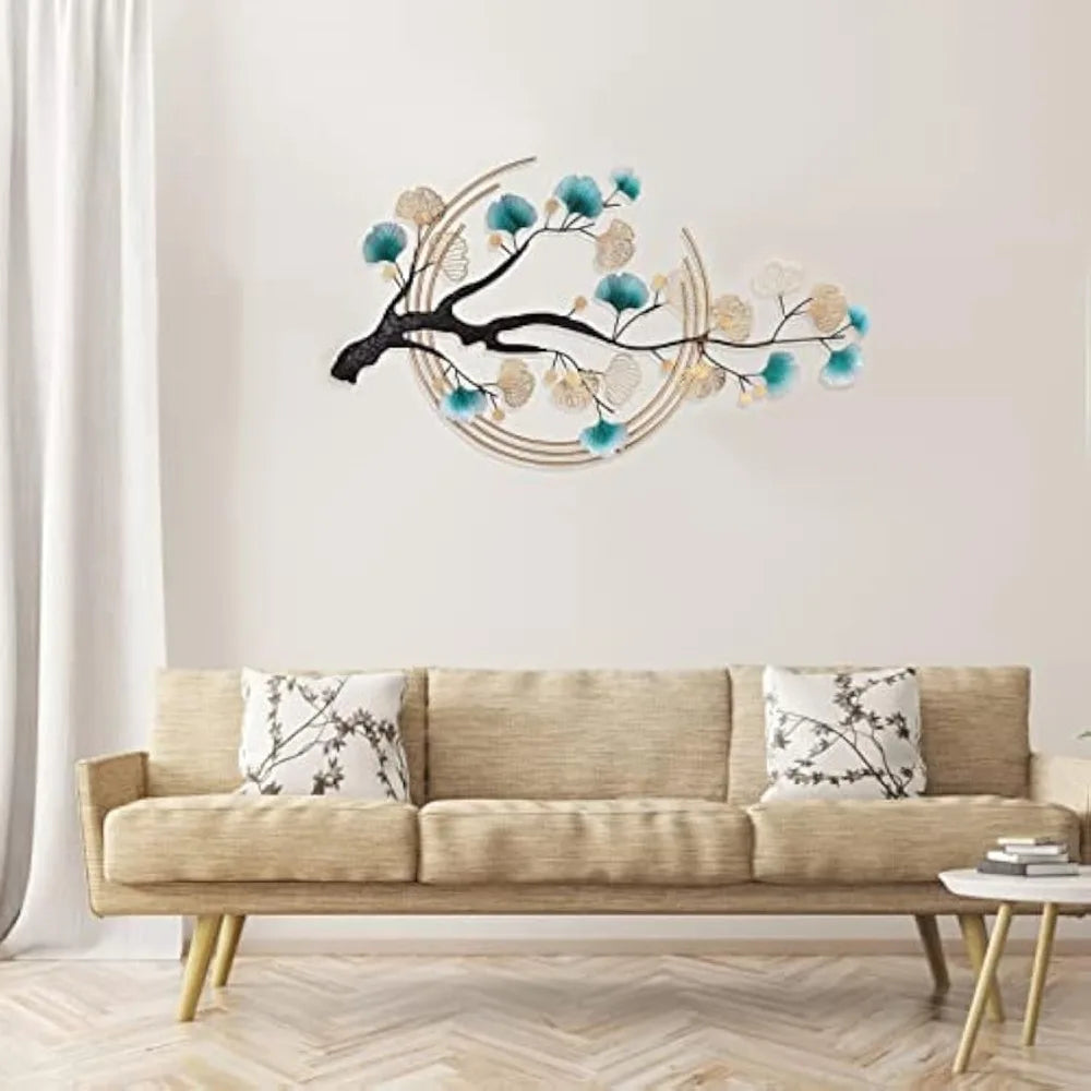 3D Gold Ginkgo Leaf Metal Wall Art