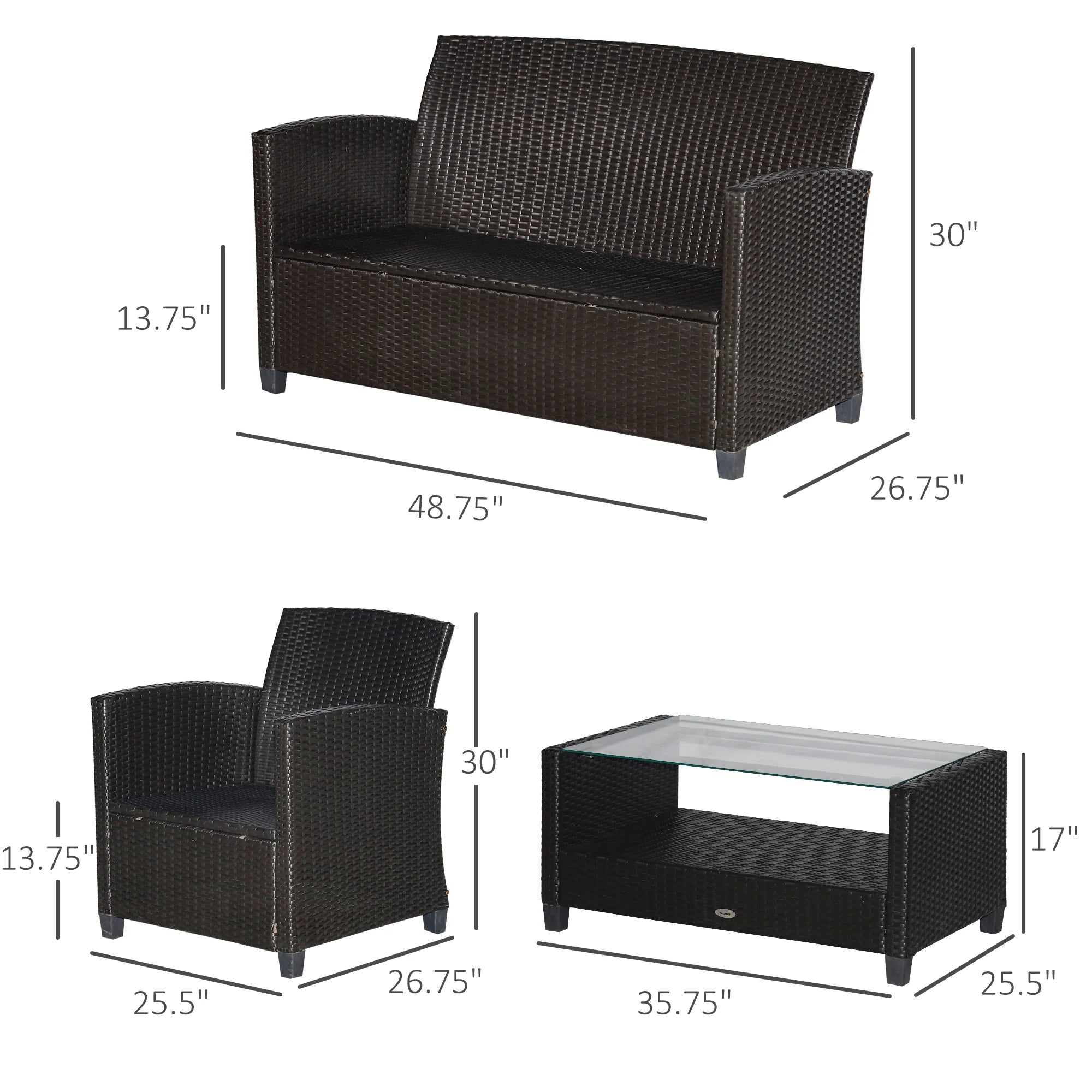 4-Piece Outdoor Patio Sectional Set – Navy Blue