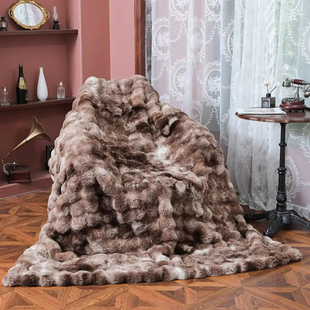 Lightweight Bubble Plush Throw Blanket