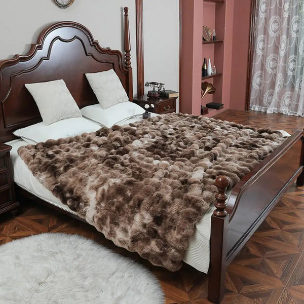 Lightweight Bubble Plush Throw Blanket