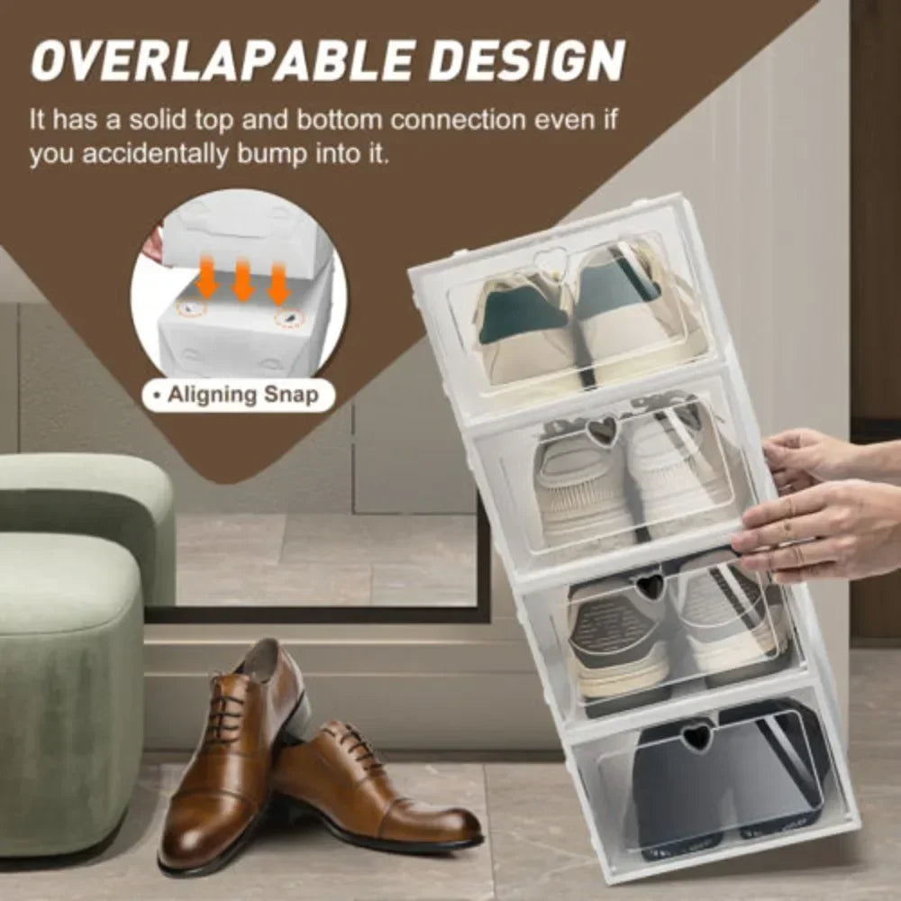 Bymaocar 20Pcs Clear Stackable Shoe Box Organizer