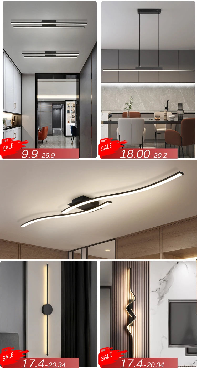 Modern Black I-Shaped LED Wall Light