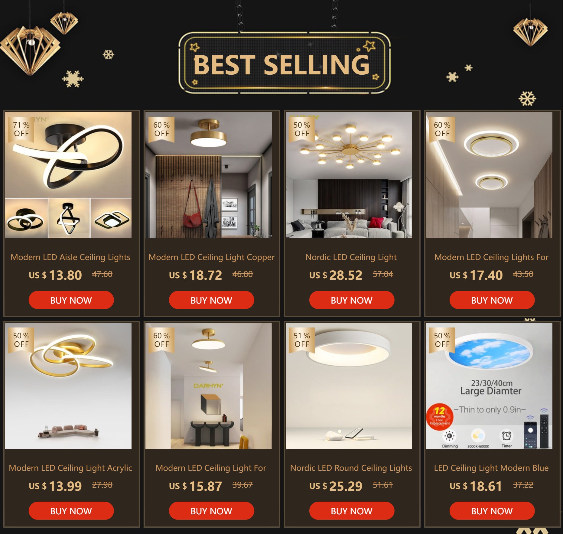 Modern LED Strip Ceiling Aisle Lights