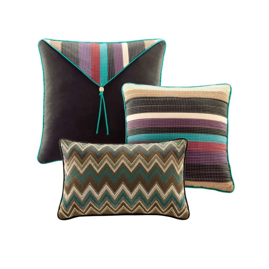 Reversible Quilt Set with Throw Pillows Multi Full Queen