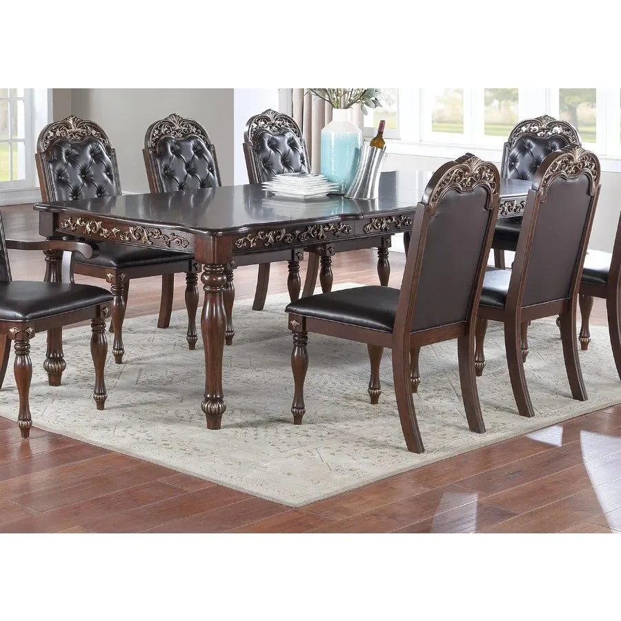 Set of 2 Formal Tufted Side Chairs – Brown Rubberwood