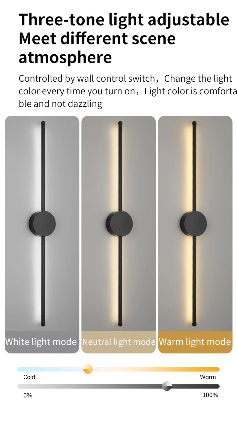 Modern Black I-Shaped LED Wall Light