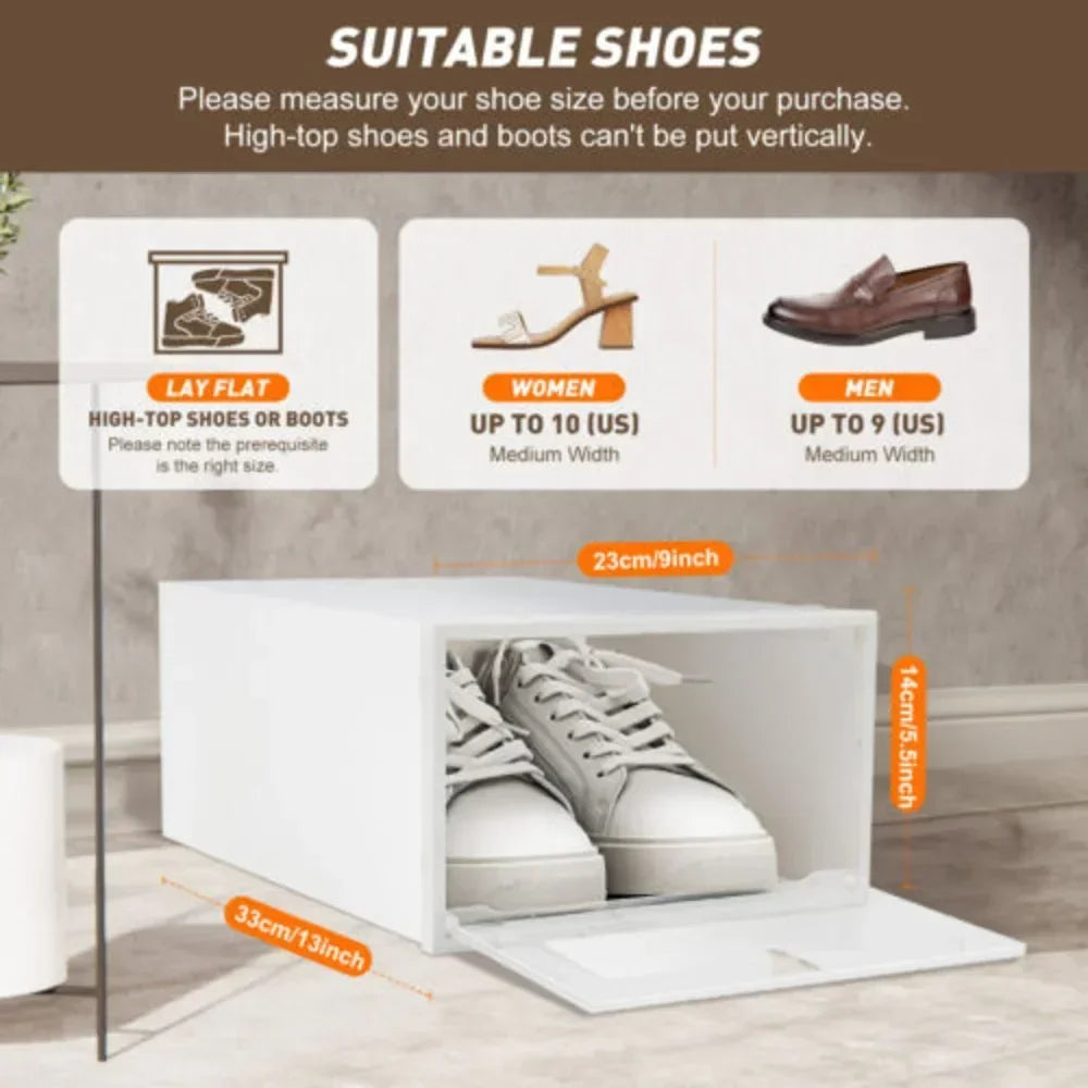 Bymaocar 20Pcs Clear Stackable Shoe Box Organizer