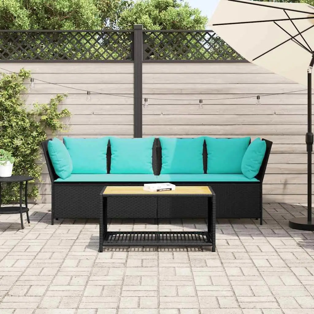 Elegant Black Rattan Patio Sofa Set