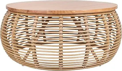 npd furniture and more Iris Rattan Round Coffee Table, Honey Brown