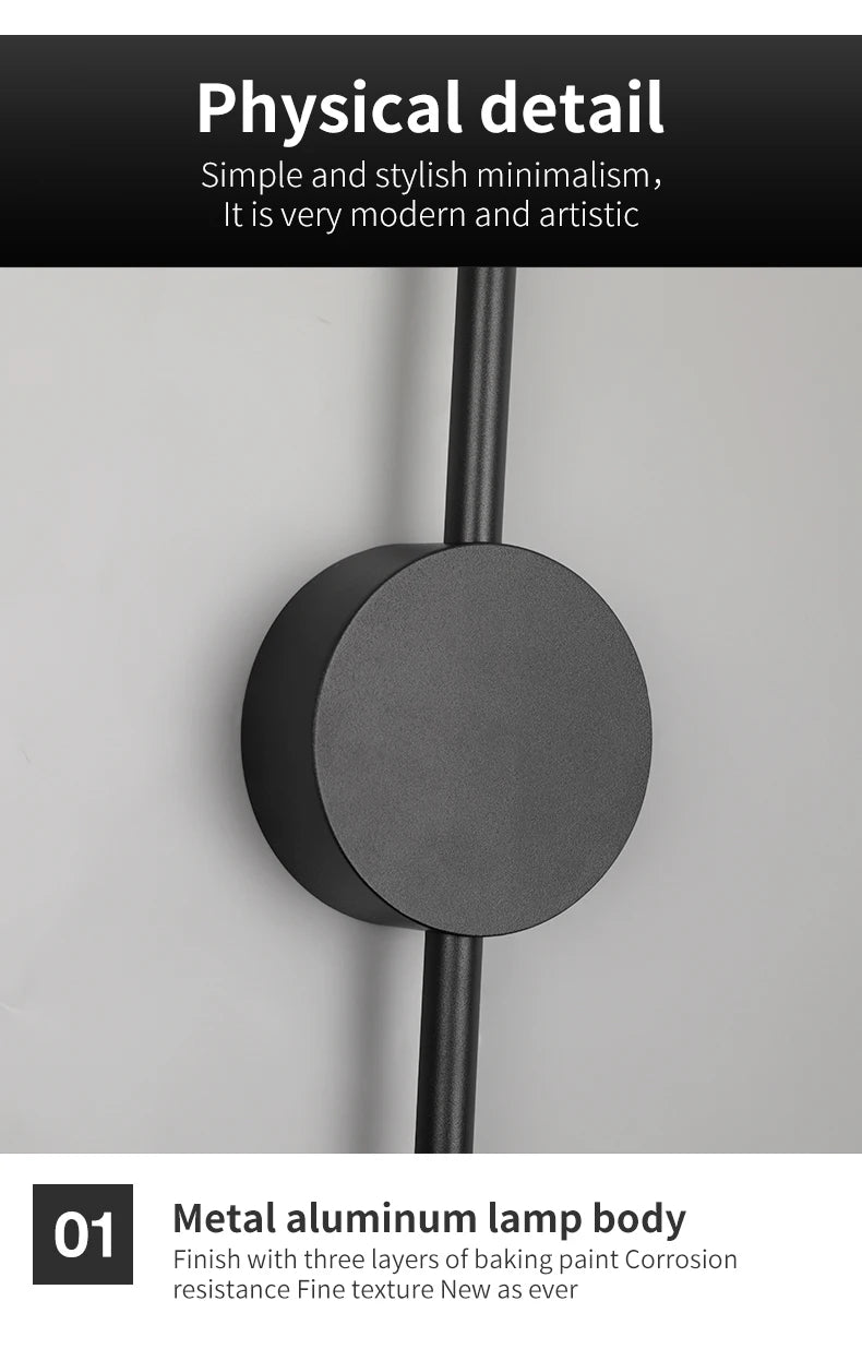 Modern Black I-Shaped LED Wall Light