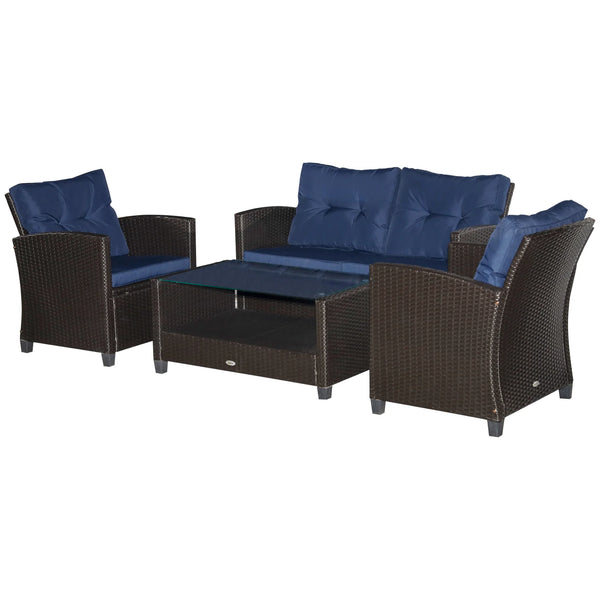 4-Piece Outdoor Patio Sectional Set – Navy Blue
