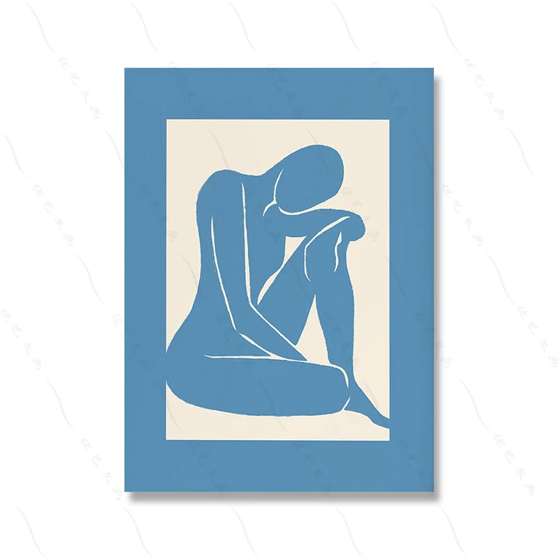 Blue Gallery Wall Art Set – Flower Market & Abstract Prints
