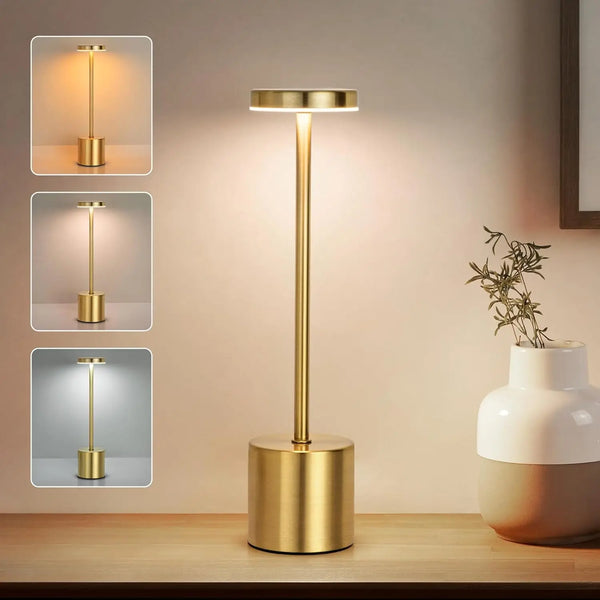 Rechargeable LED Touch Metal Table Lamp with 3 Colors