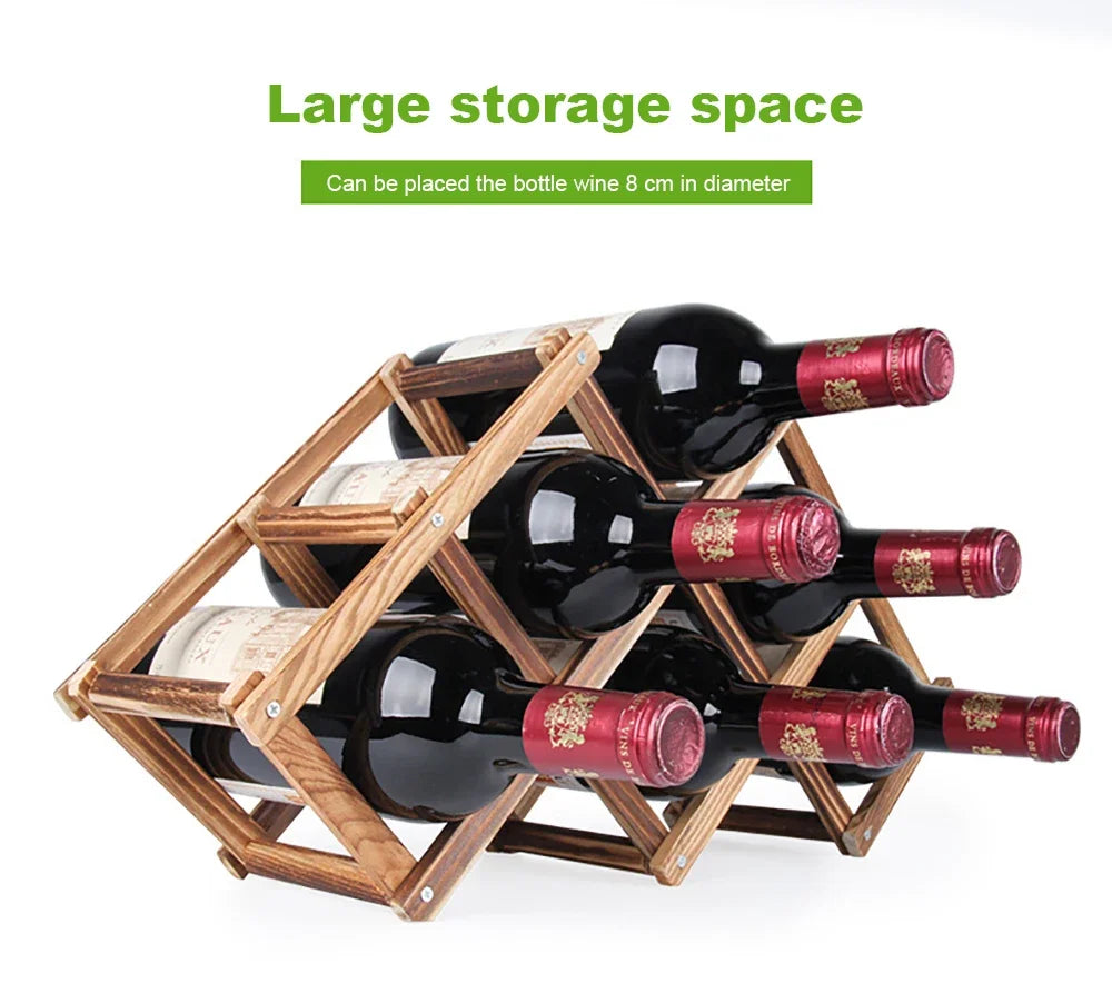 Stackable Wooden Wine Storage Rack (3–10 Bottles)