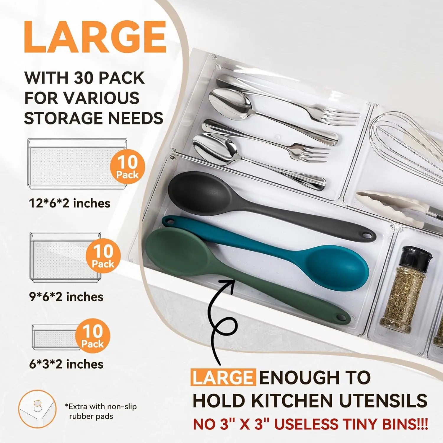 Large Clear Plastic Drawer Organizer Bins – Pack
