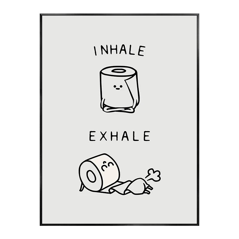 Funny Bathroom Poster – Black & White Canvas Print