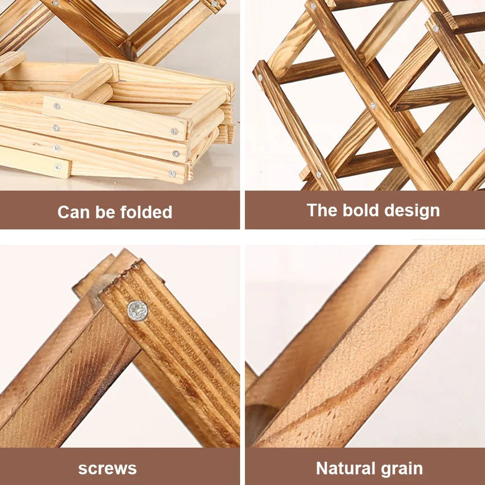 Stackable Wooden Wine Storage Rack (3–10 Bottles)