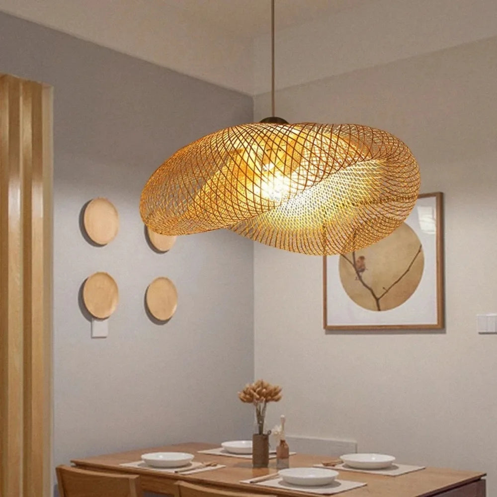 Handmade Bamboo Weaving LED Pendant Light