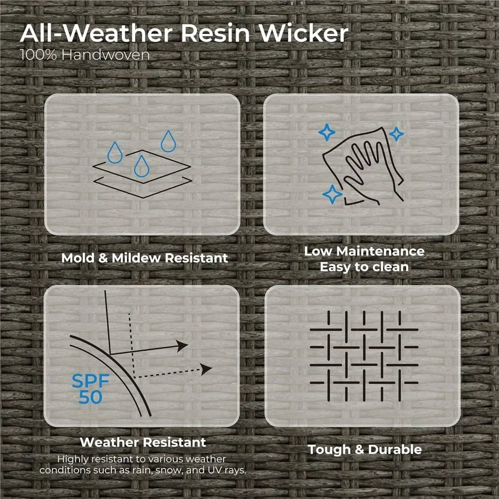 5-Piece Wicker Patio Furniture Set with Swivel Rockers & Ottomans