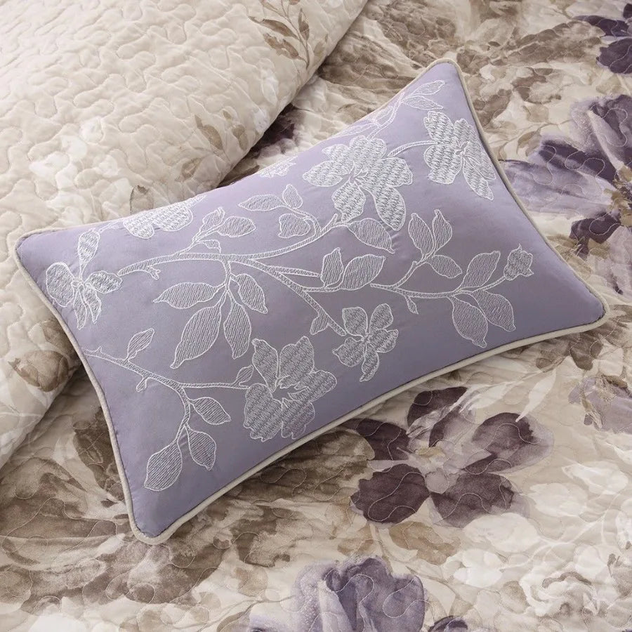 6-Piece Taupe Printed Quilt Set – King/Cal King