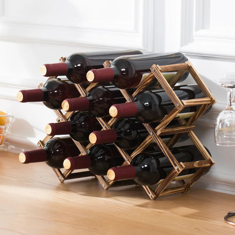 Stackable Wooden Wine Storage Rack (3–10 Bottles)