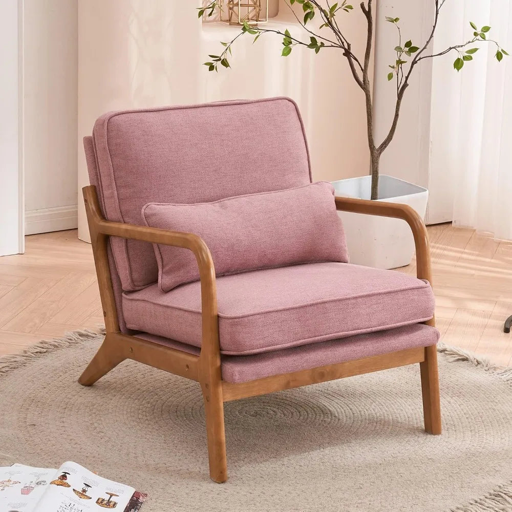 Set of 2 Pink Mid-Century Modern Accent Chairs