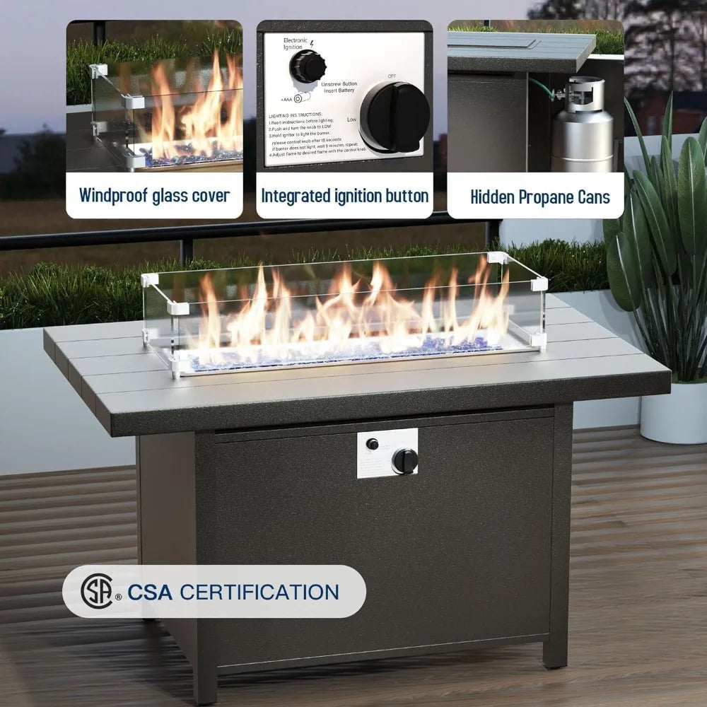 8-Seat Aluminum Patio Furniture Set with Fire Pit Table