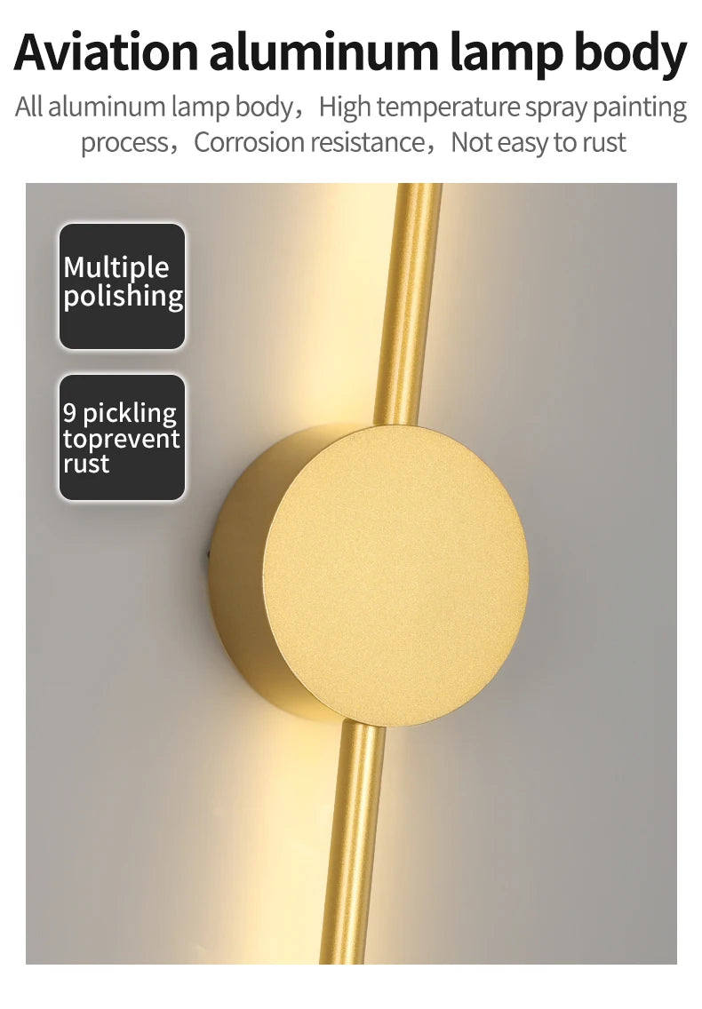 Modern Black I-Shaped LED Wall Light