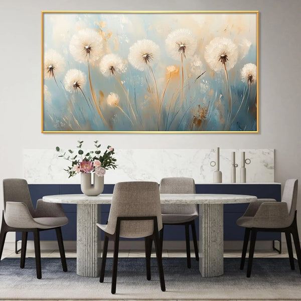 Dandelion Canvas Wall Art with Gold Frame