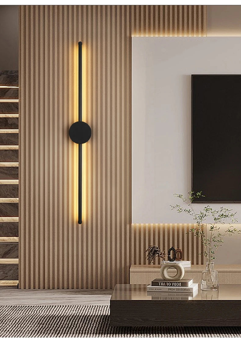 Modern Black I-Shaped LED Wall Light
