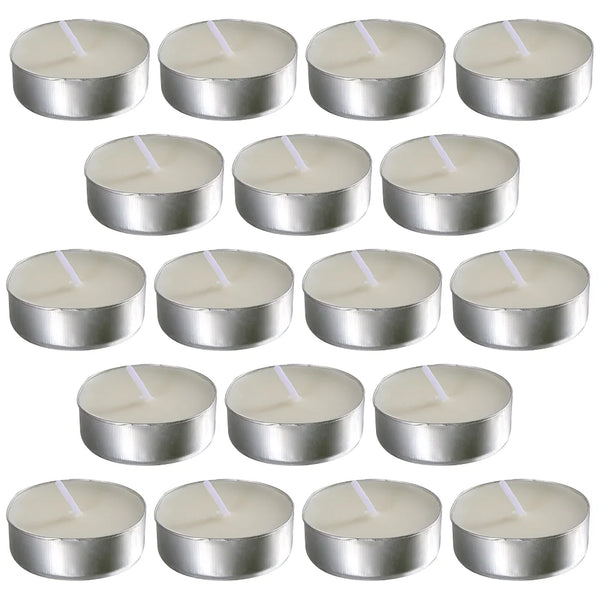50-Pack Scented Tealight Candles – White Round Romantic Metal Cup Candles