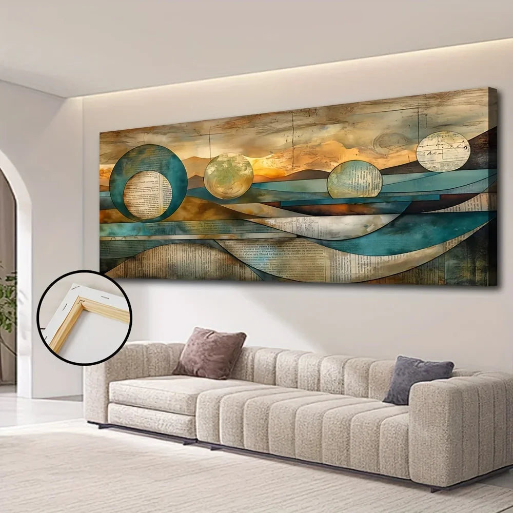 Art Deco Modern Canvas Wall Art with Pine Frame