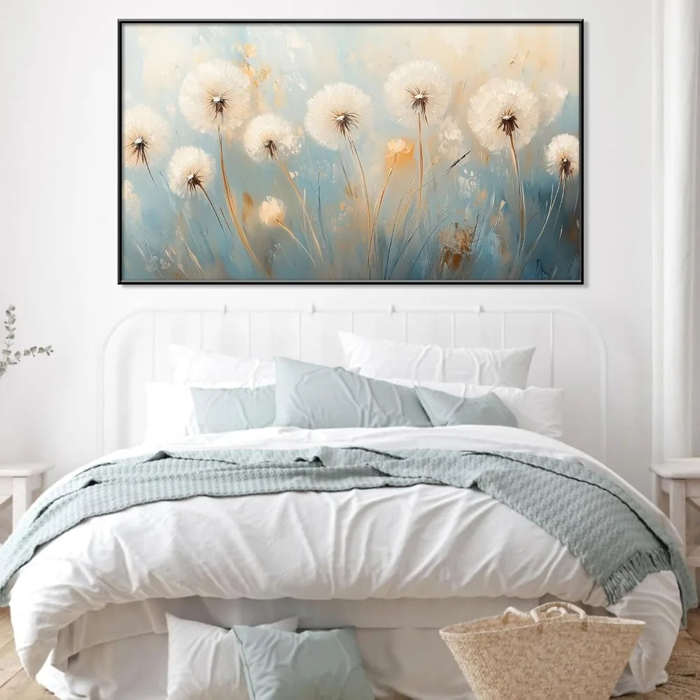 Dandelion Canvas Wall Art with Gold Frame