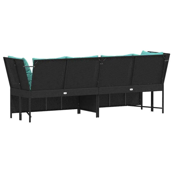 Elegant Black Rattan Patio Sofa Set