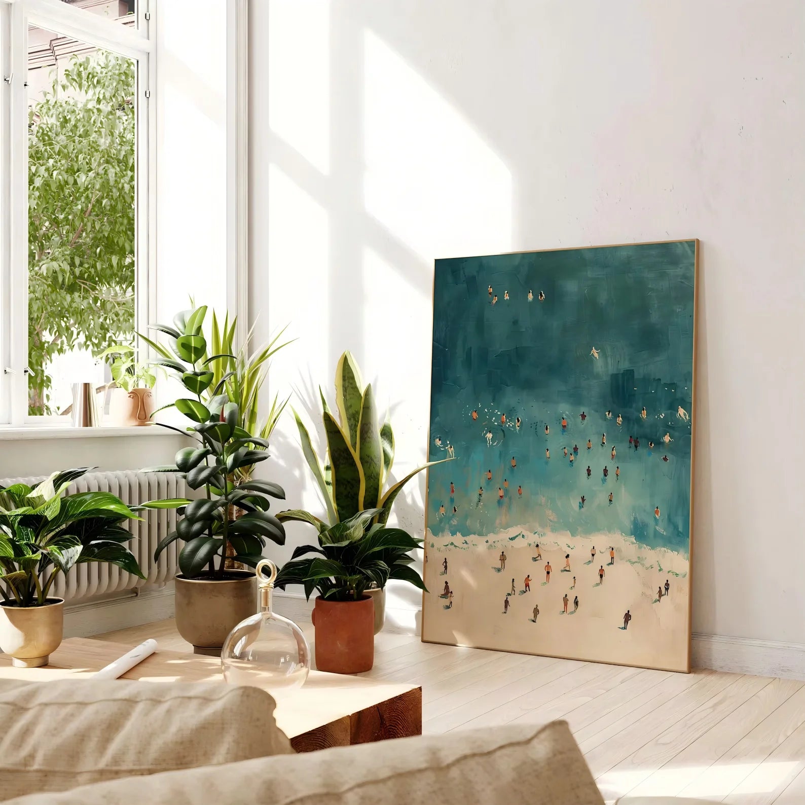 Tiny Swimmers Ocean Print – Minimalist Wall Art