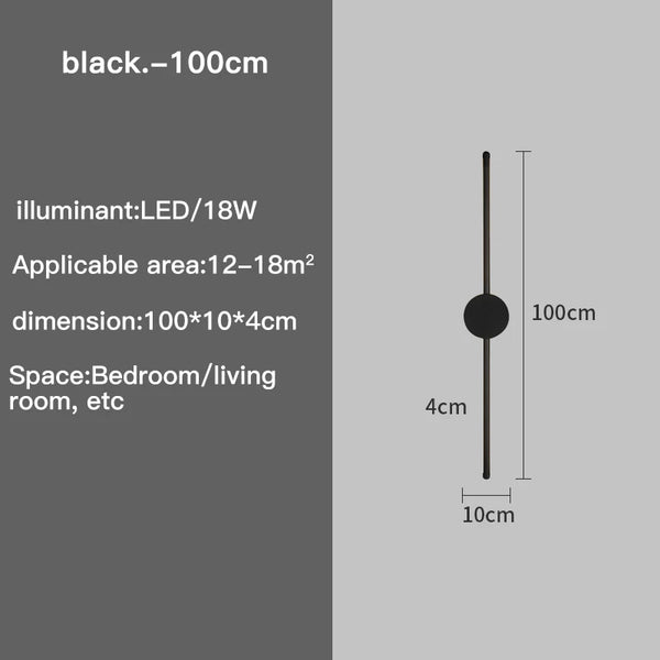 Modern Black I-Shaped LED Wall Light