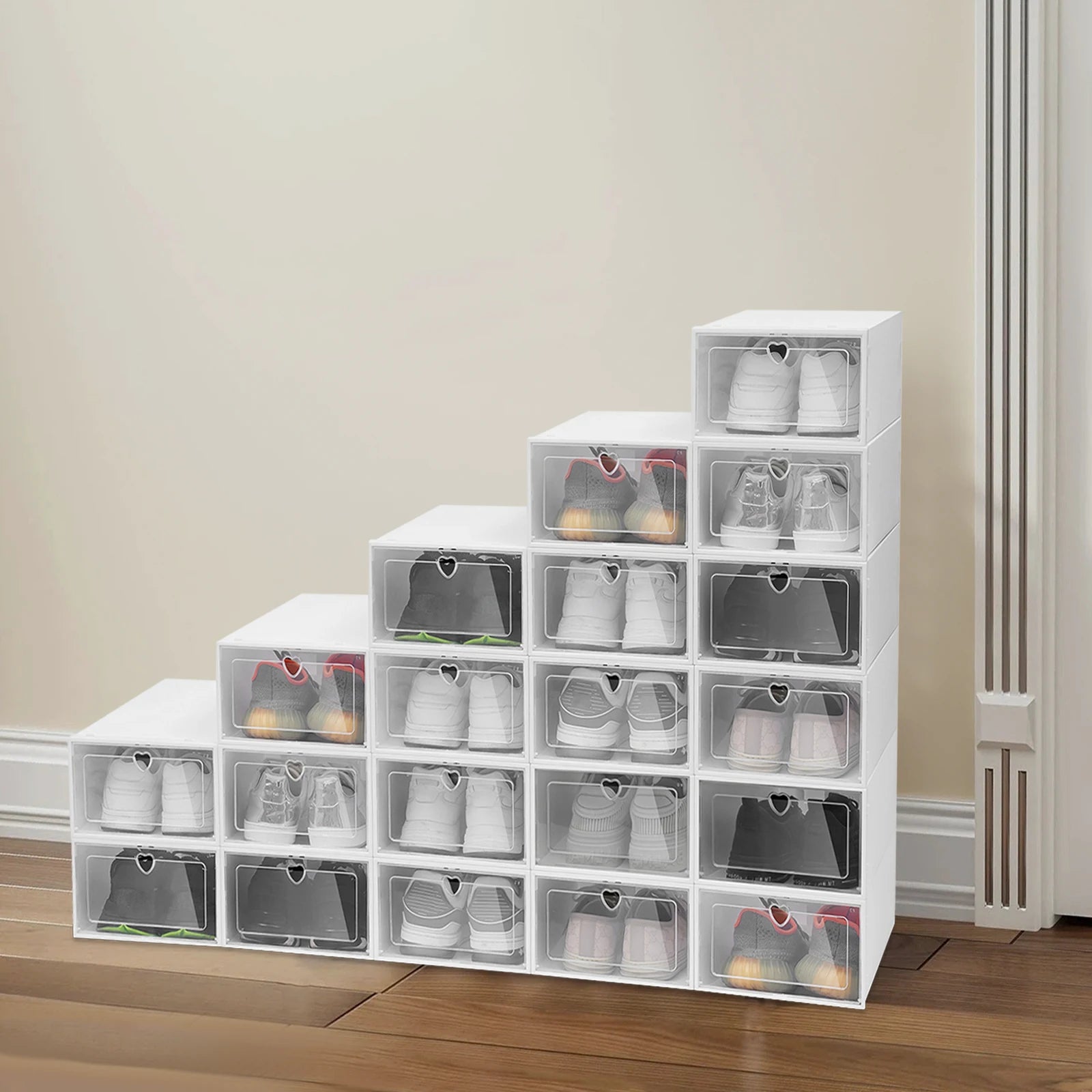 Bymaocar 20Pcs Clear Stackable Shoe Box Organizer