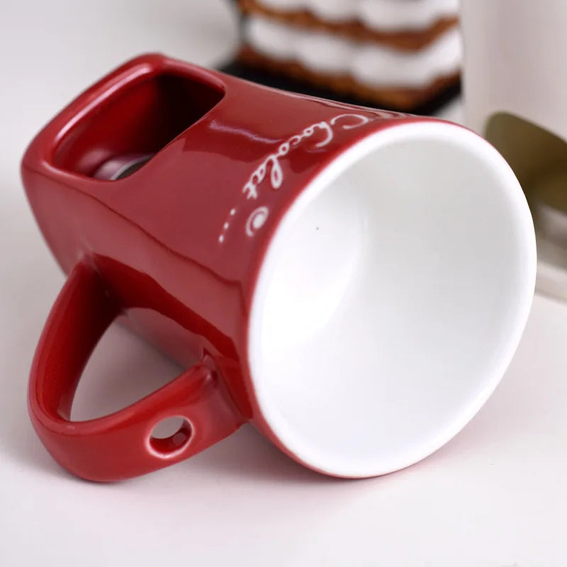 130ML Ceramic Candle Mug – Chocolate & Cheese Melting Cup with Fork