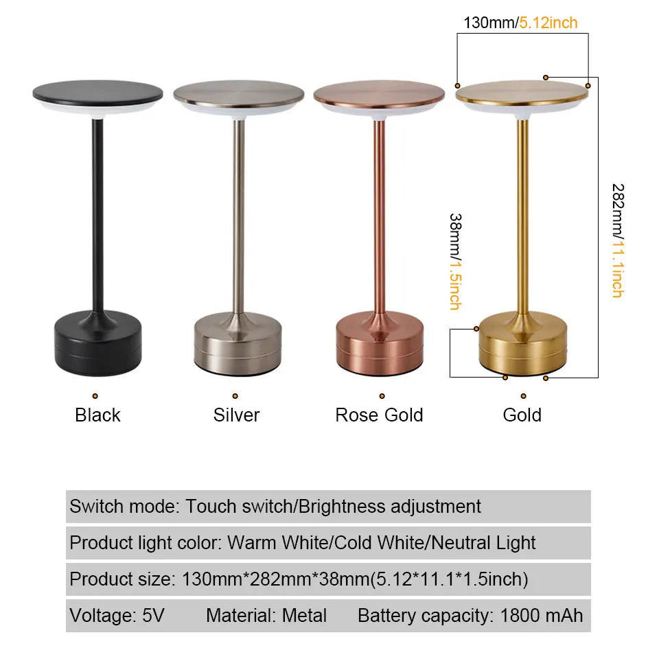 Touch Sensor LED Table Lamp – USB Rechargeable