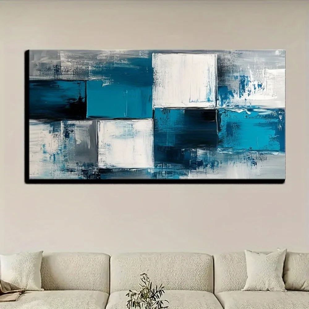 Large Blue Abstract Canvas Wall Art