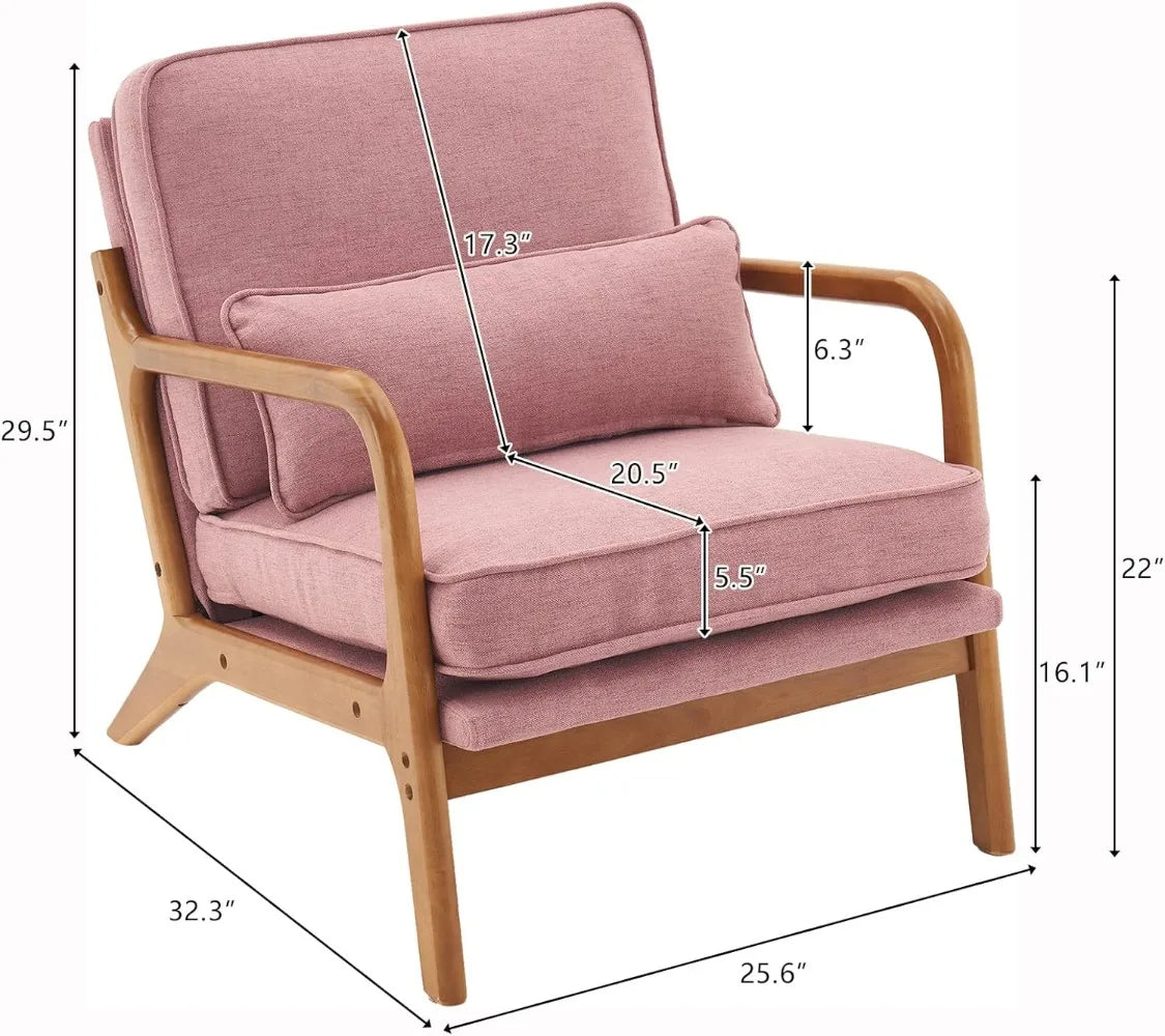 Set of 2 Pink Mid-Century Modern Accent Chairs