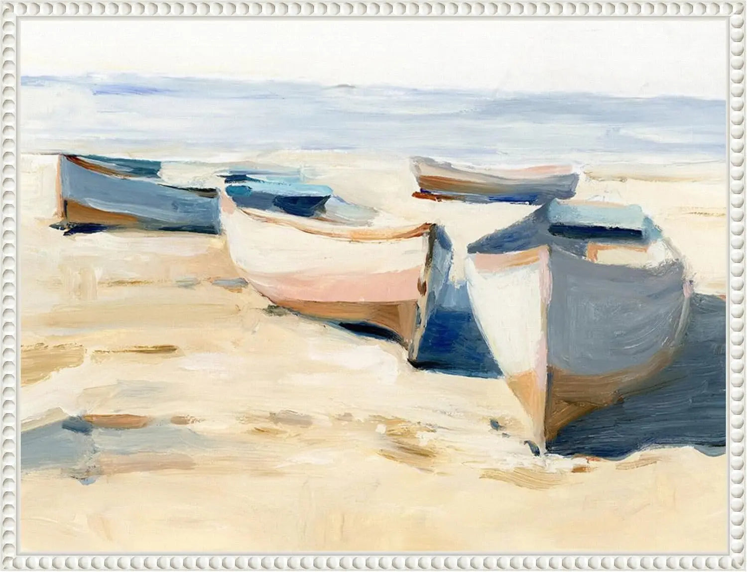 Framed Canvas Wall Art – Beached Boats by Ethan Harper
